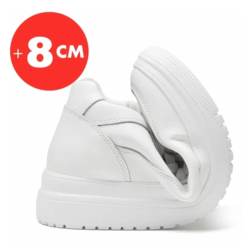 8cm White Black Taller Shoes