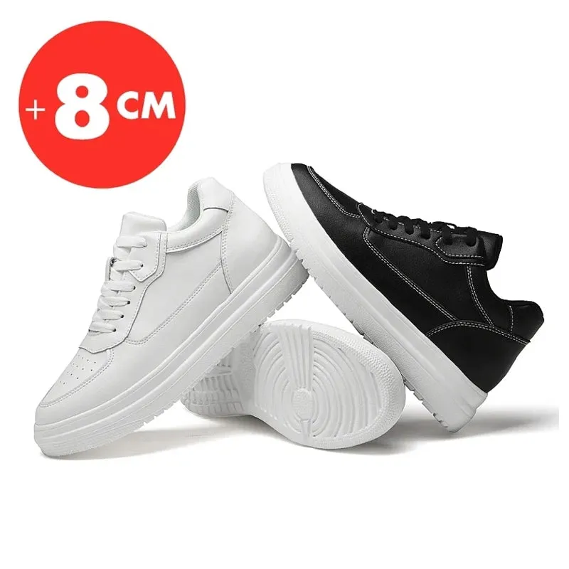 8cm White Black Taller Shoes