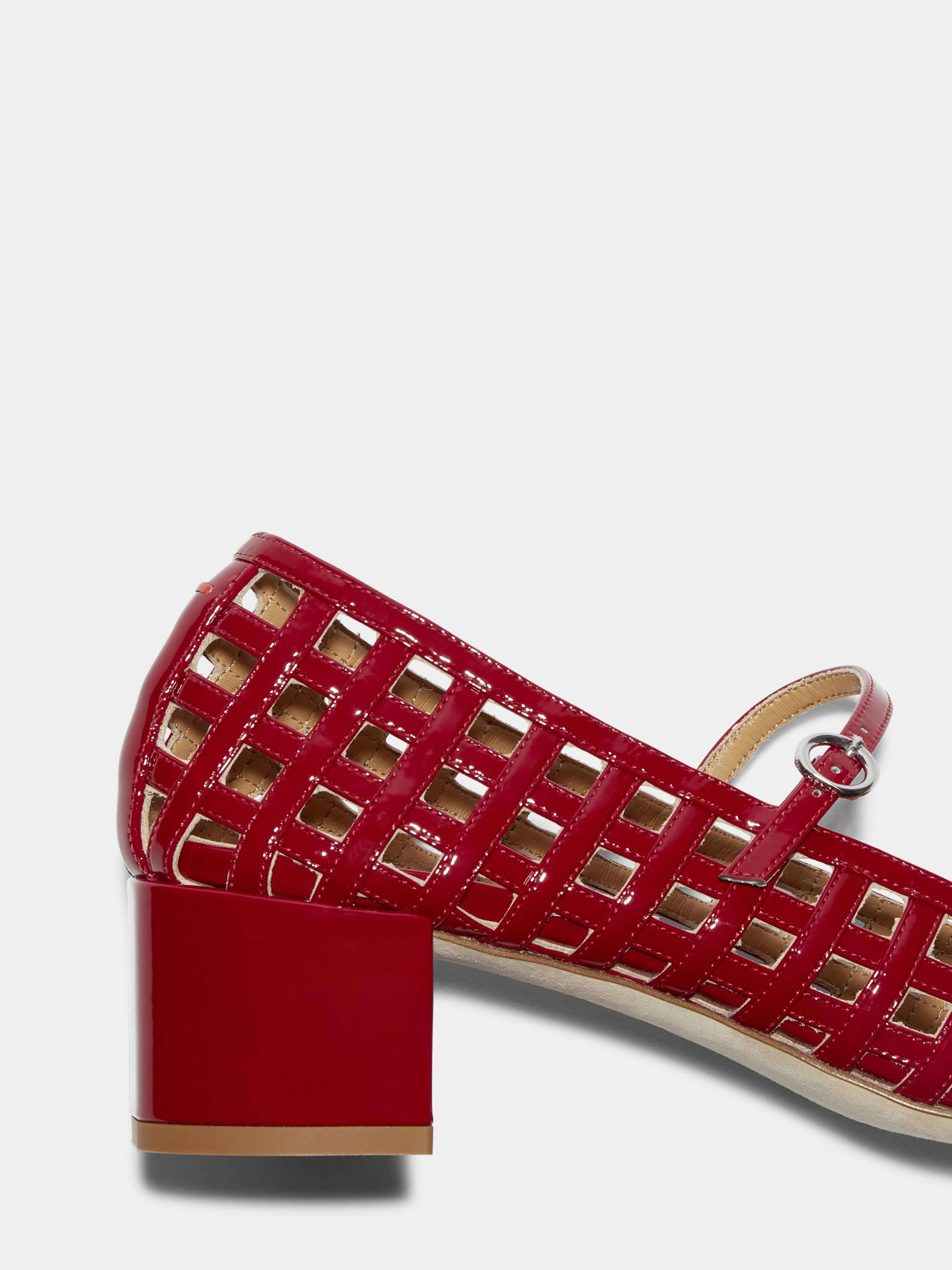 Aline Caged Leather Mary-Jane Pumps