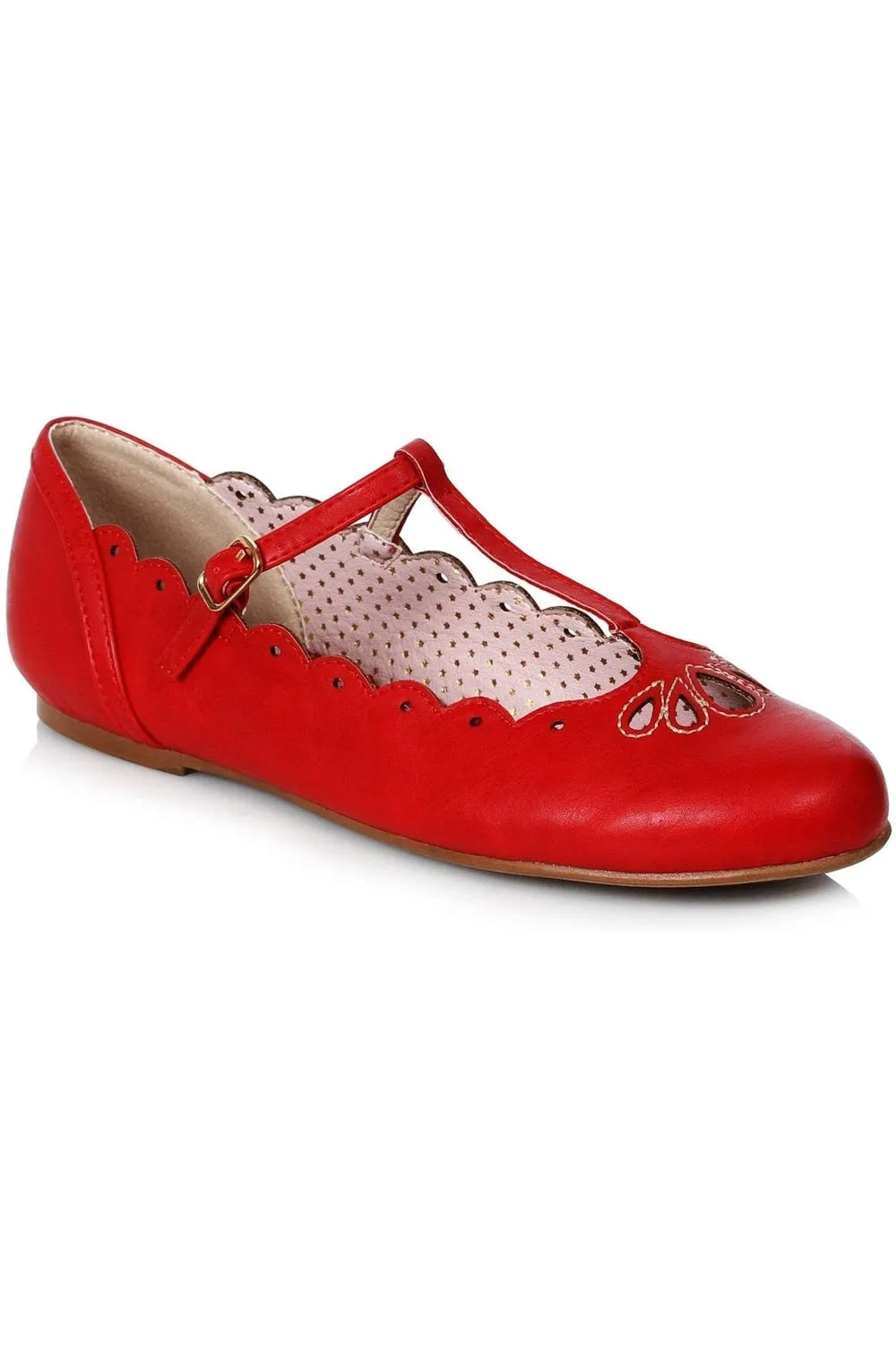 Bettie Page Maila Vintage Flat  | Red Faux Leather