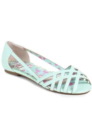 BP100-CARREN Flat | Green Faux Leather