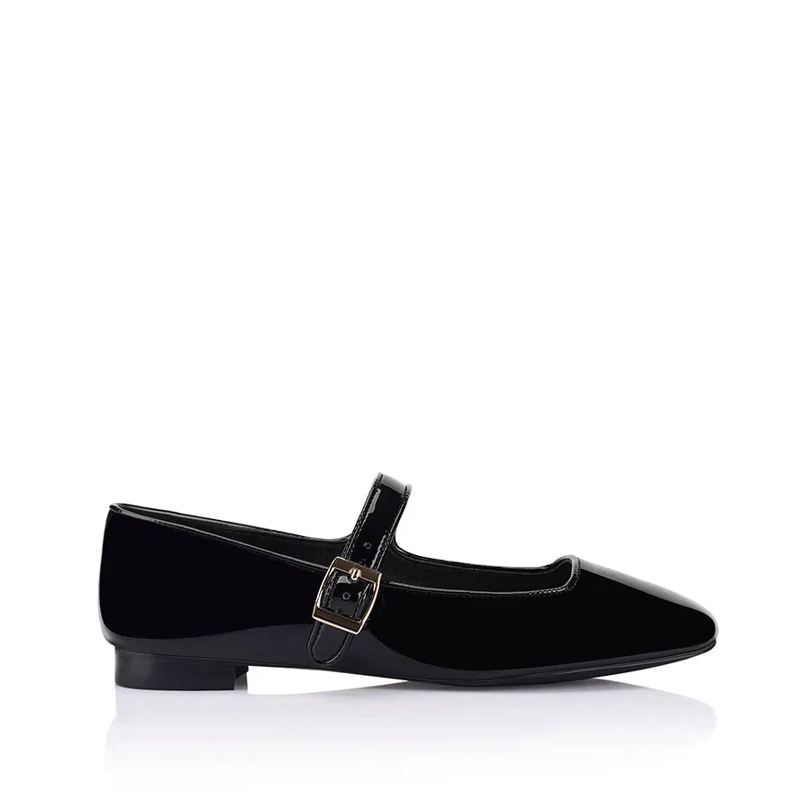 Eden Mary Jane Flats - Black Patent