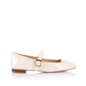 Eden Mary Jane Flats - Bone White Patent