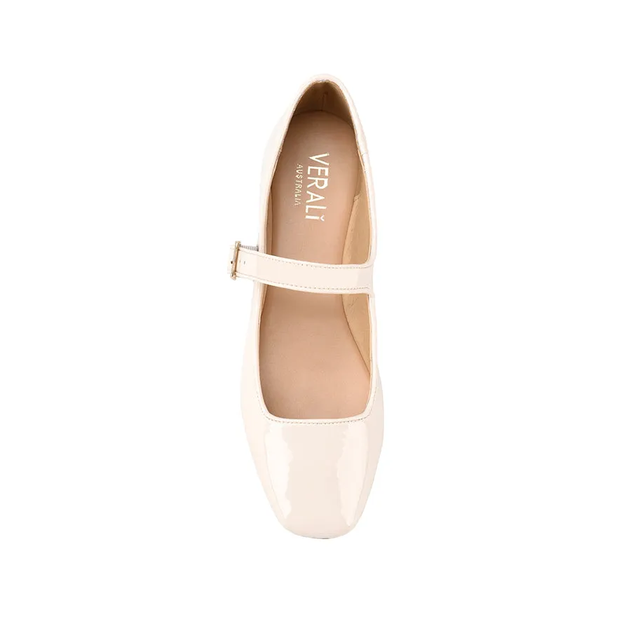 Eden Mary Jane Flats - Bone White Patent