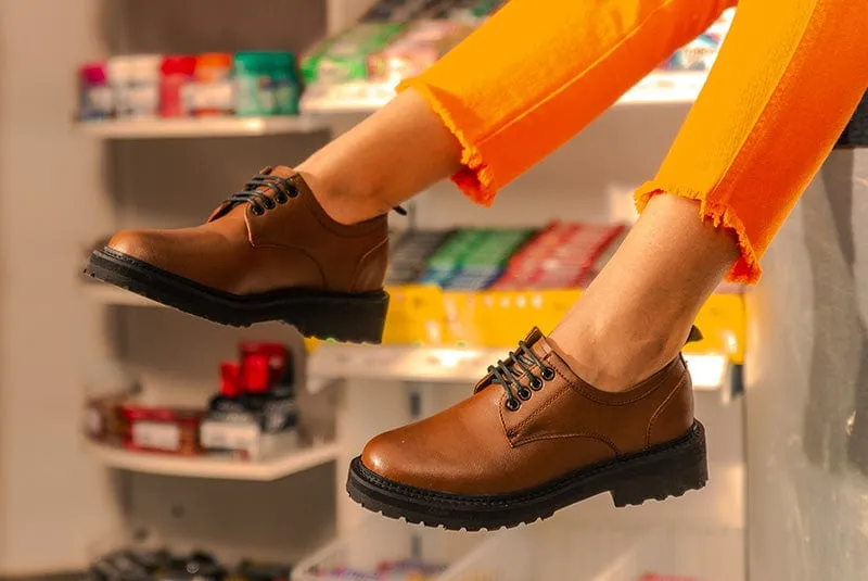 Everyday Unisex Vegan Leather Derby Shoes | Brown