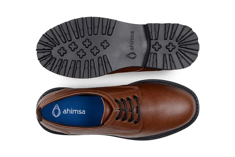 Everyday Unisex Vegan Leather Derby Shoes | Brown