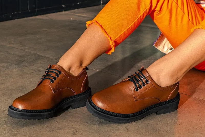 Everyday Unisex Vegan Leather Derby Shoes | Brown