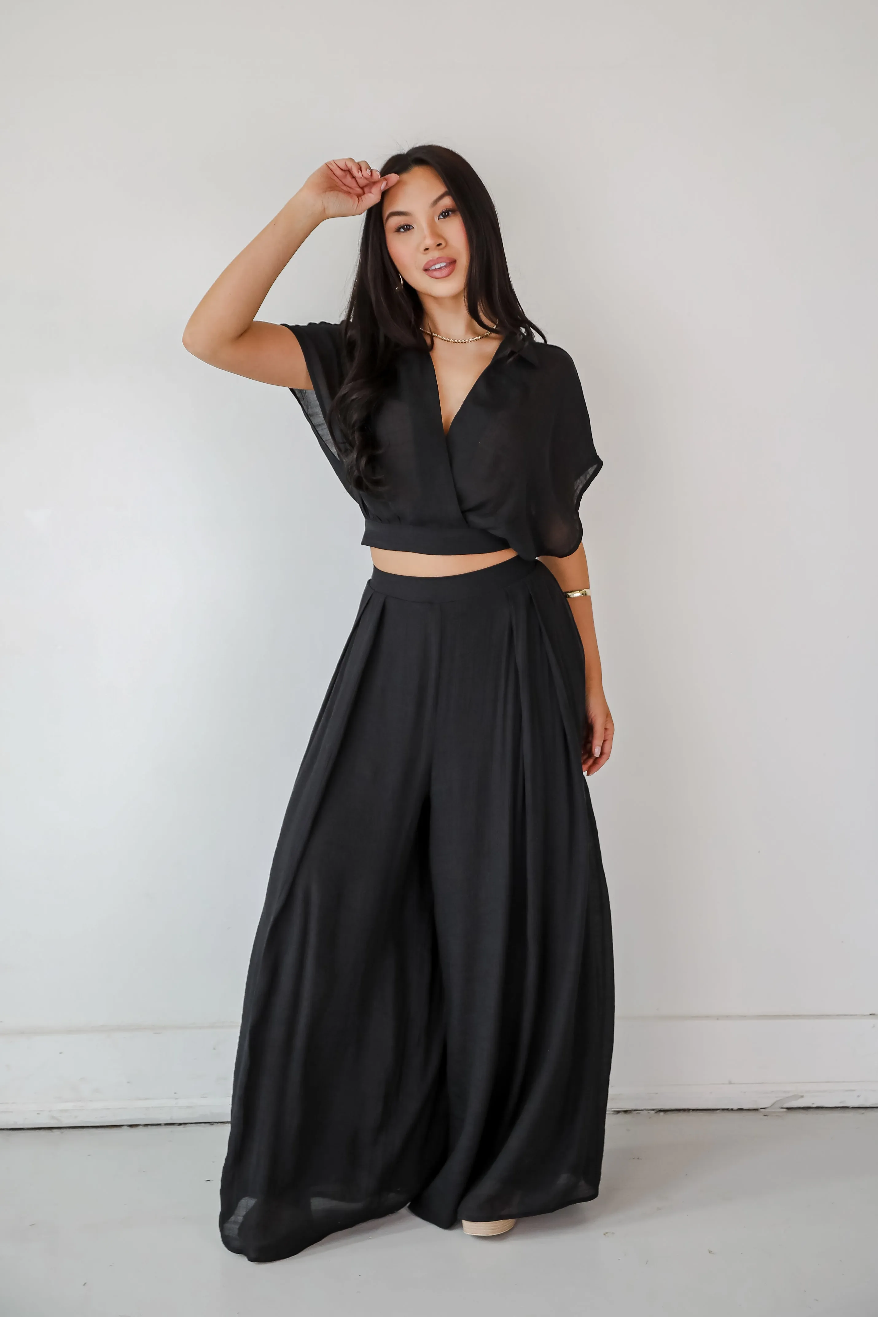 FINAL SALE - Delightful Direction Black Wide Leg Pants - DU DEAL