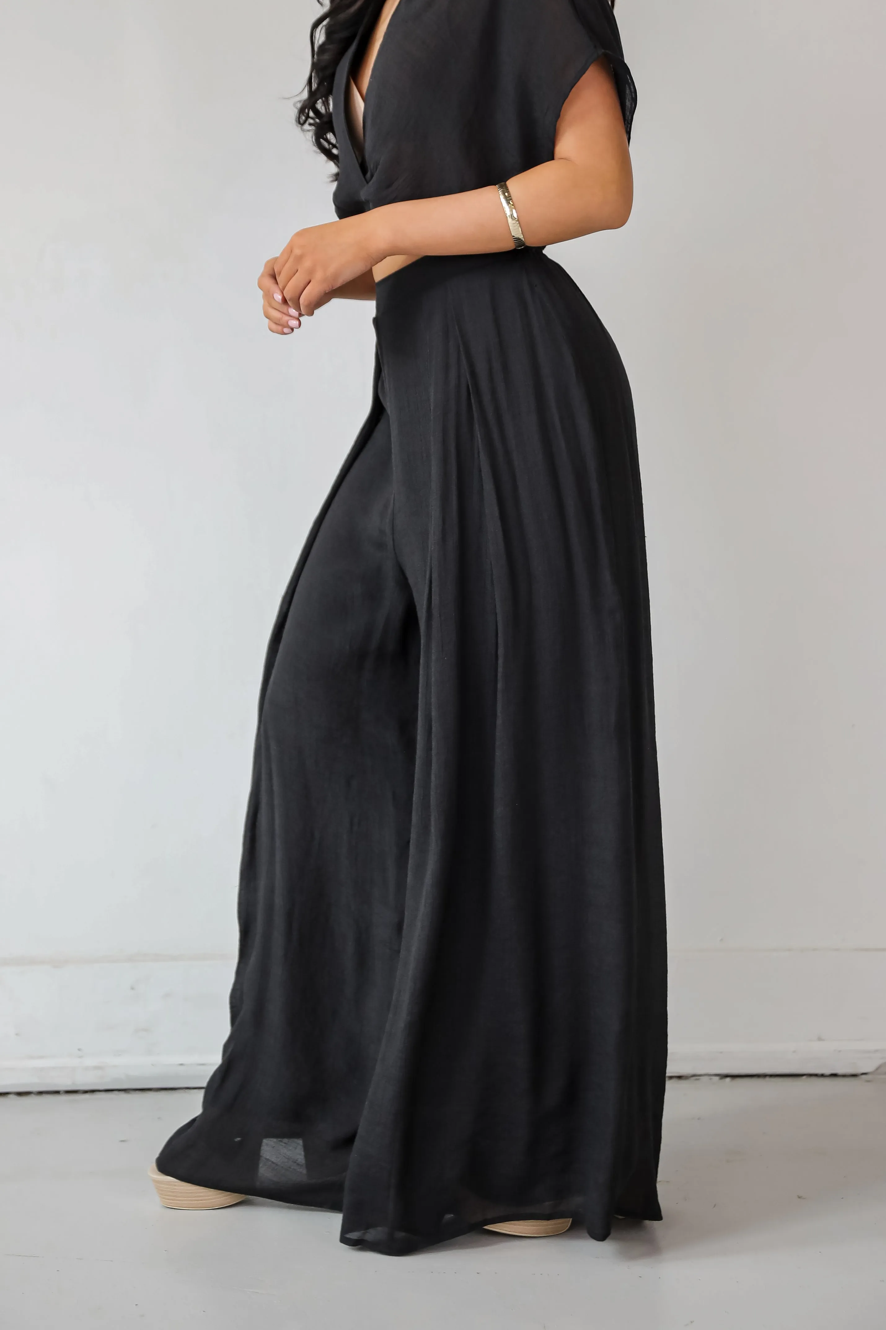 FINAL SALE - Delightful Direction Black Wide Leg Pants - DU DEAL