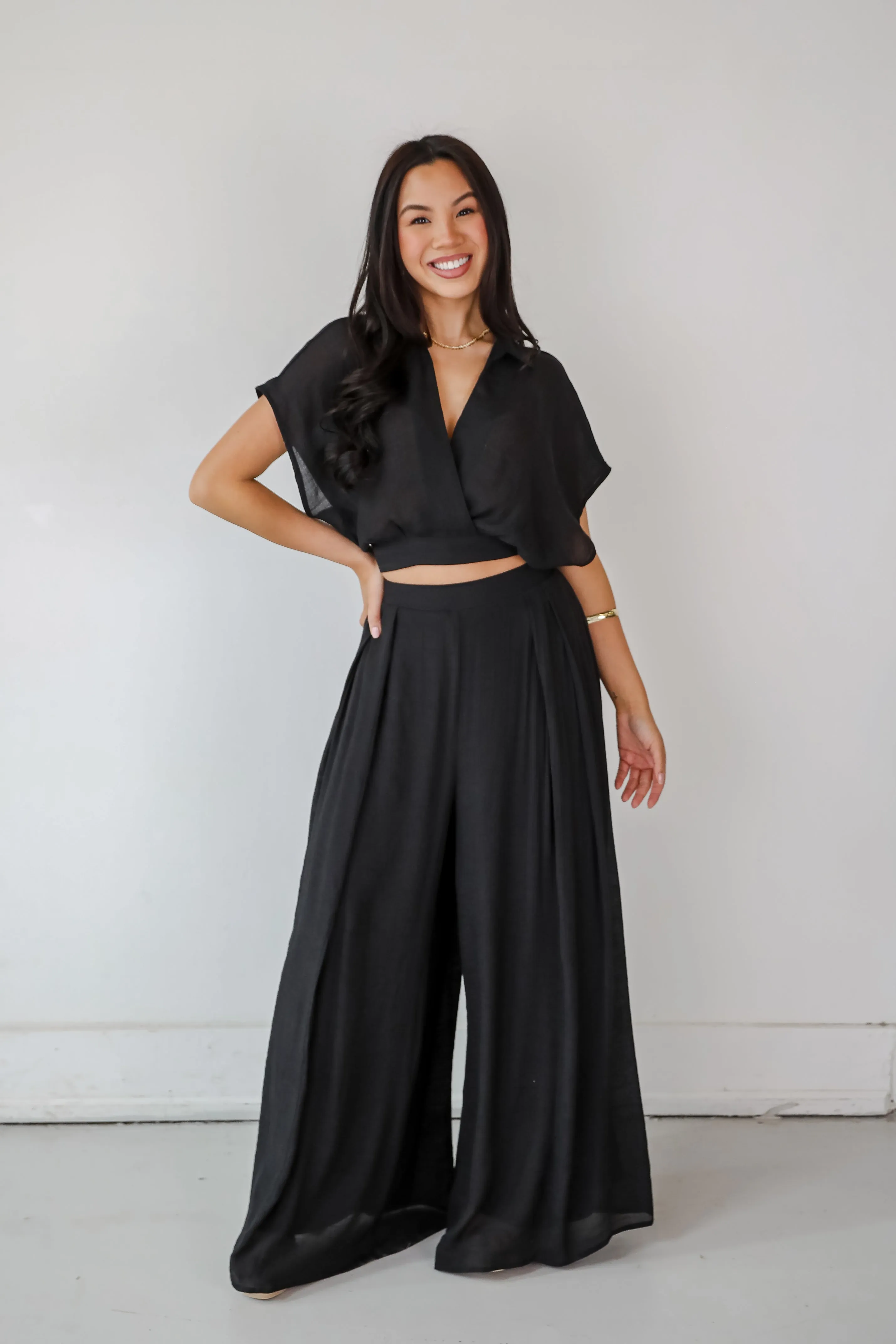 FINAL SALE - Delightful Direction Black Wide Leg Pants - DU DEAL