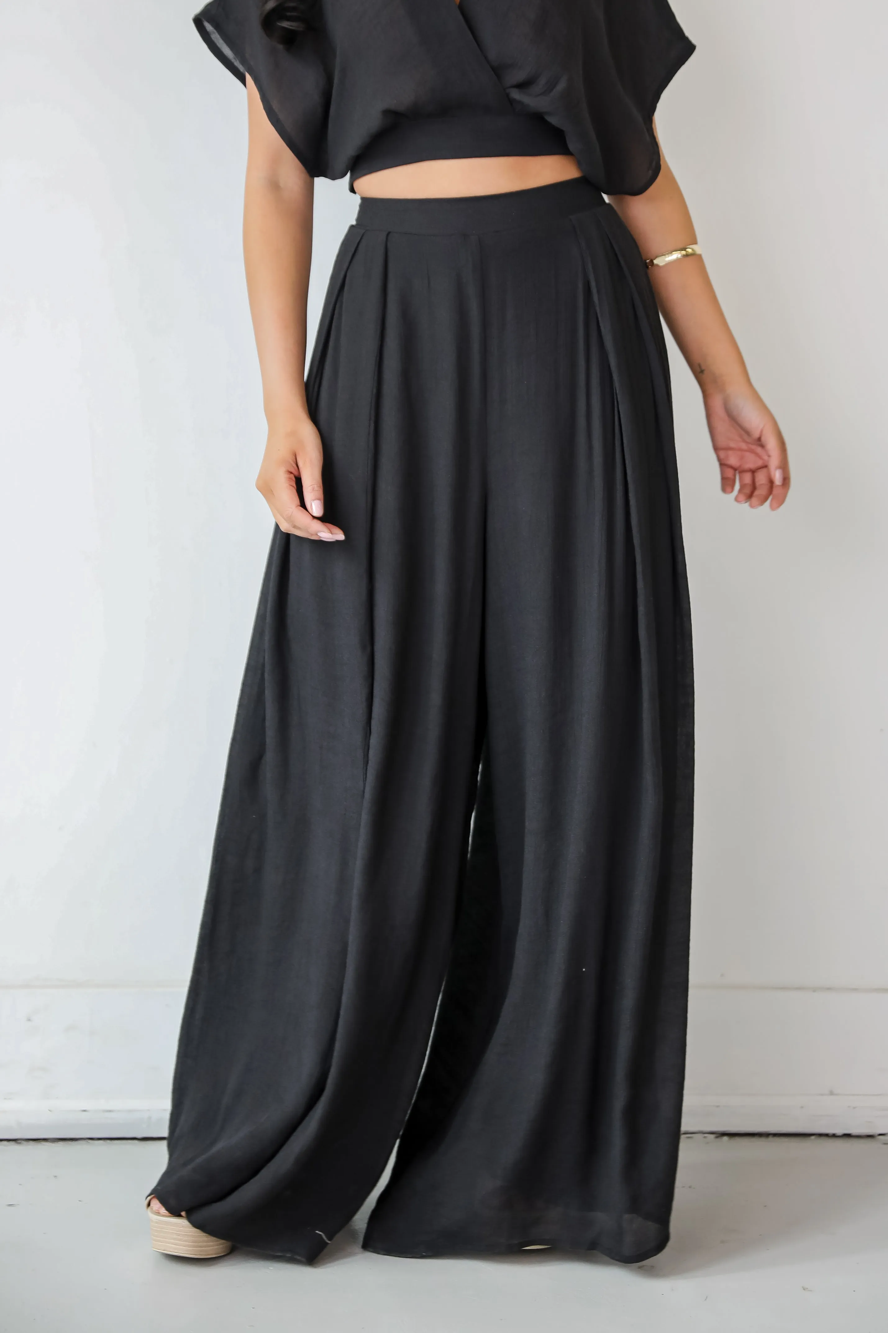 FINAL SALE - Delightful Direction Black Wide Leg Pants - DU DEAL