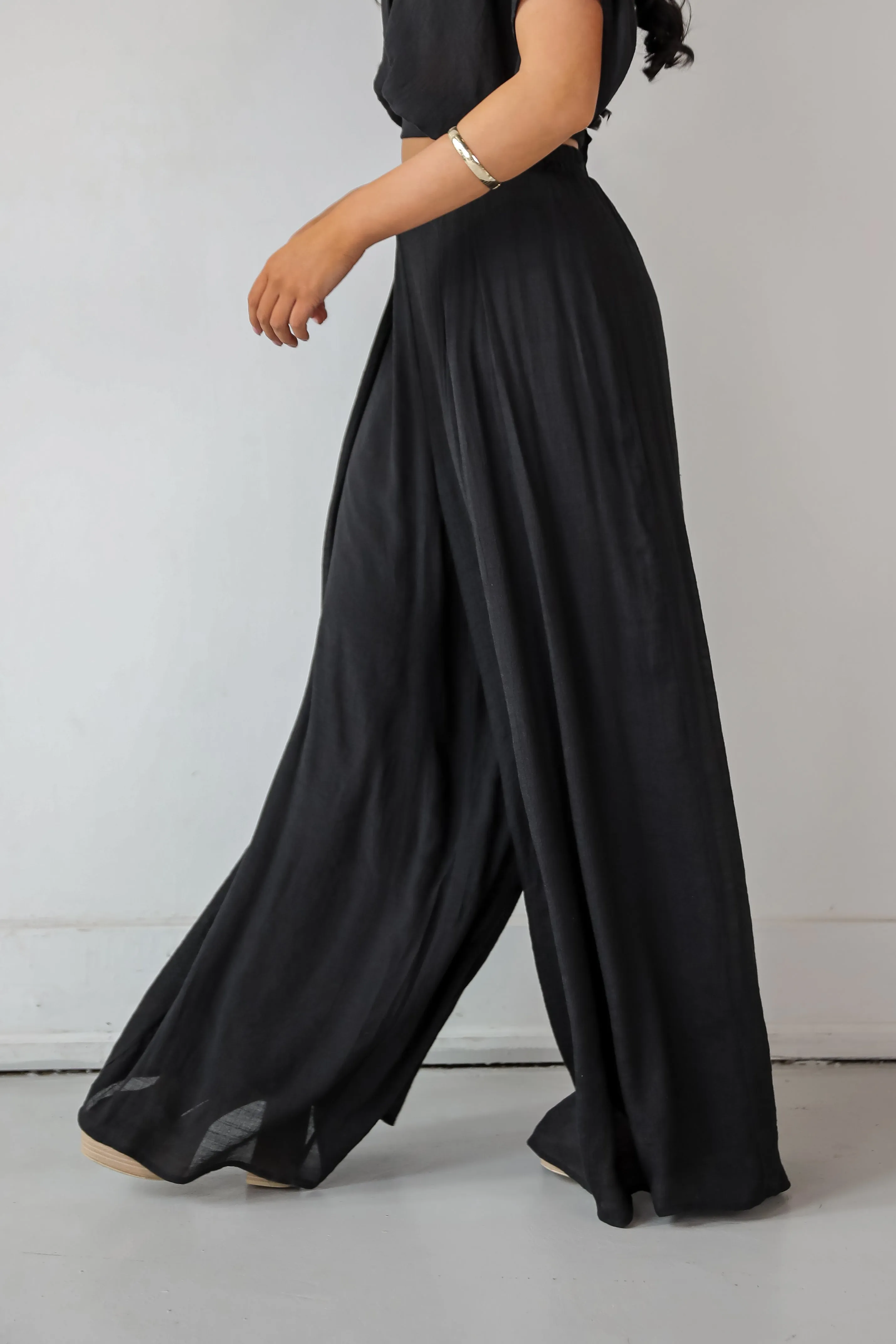 FINAL SALE - Delightful Direction Black Wide Leg Pants - DU DEAL