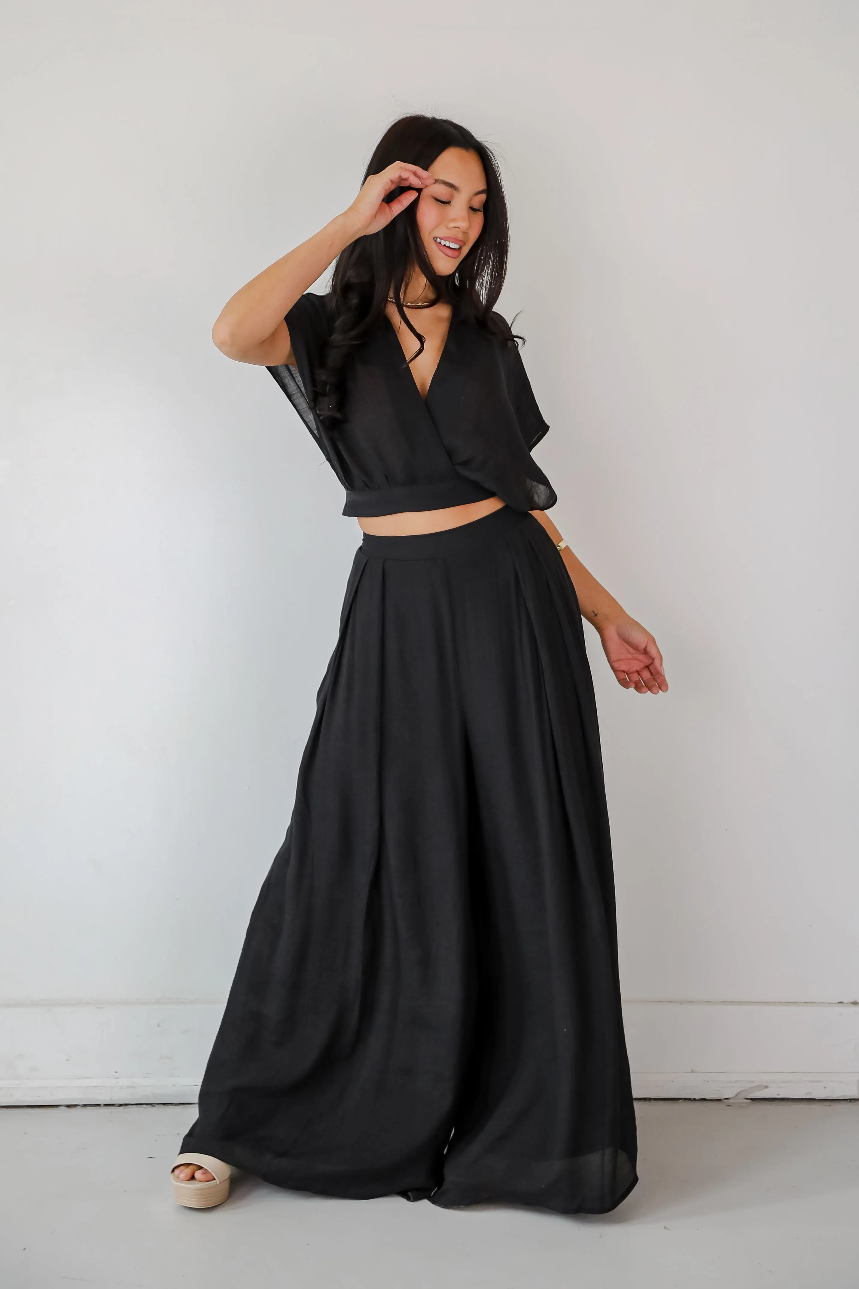 FINAL SALE - Delightful Direction Black Wide Leg Pants - DU DEAL