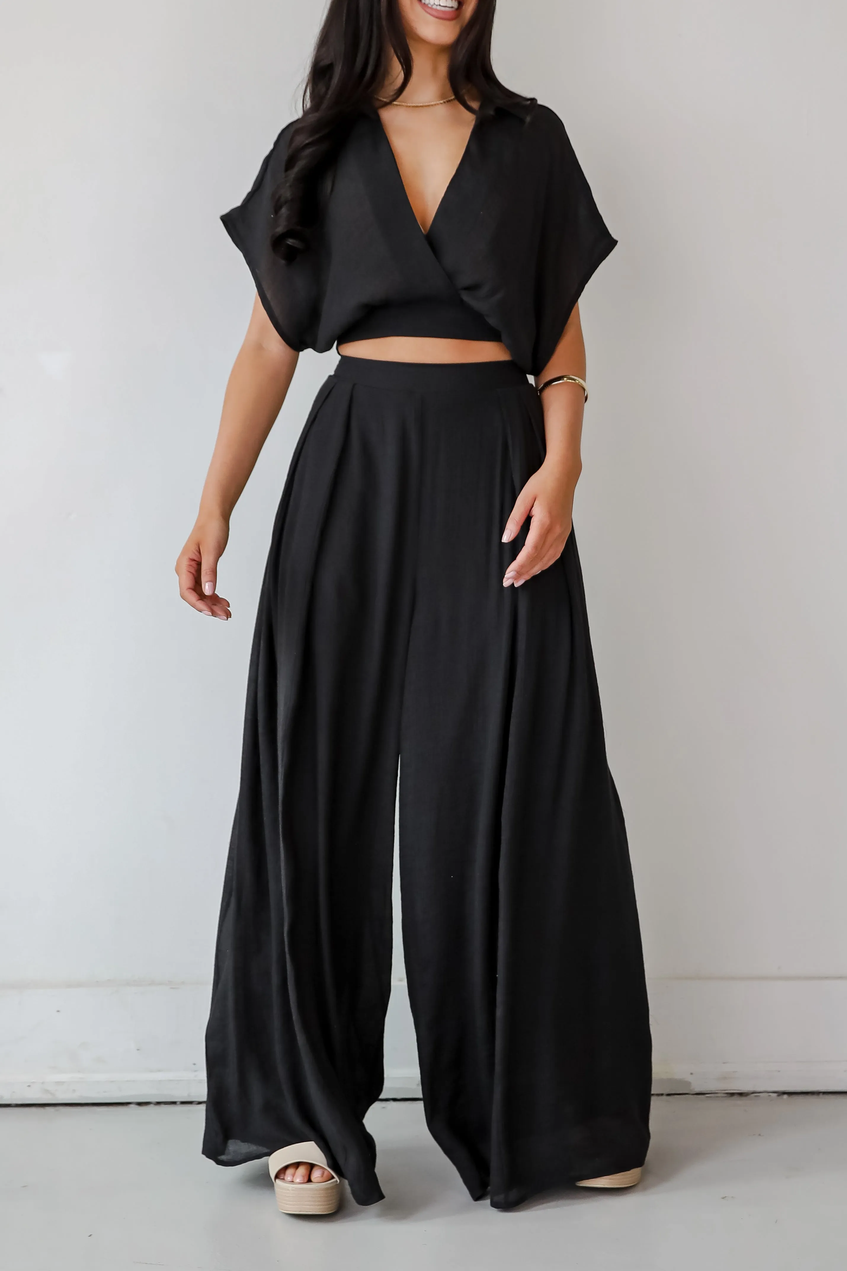 FINAL SALE - Delightful Direction Black Wide Leg Pants - DU DEAL