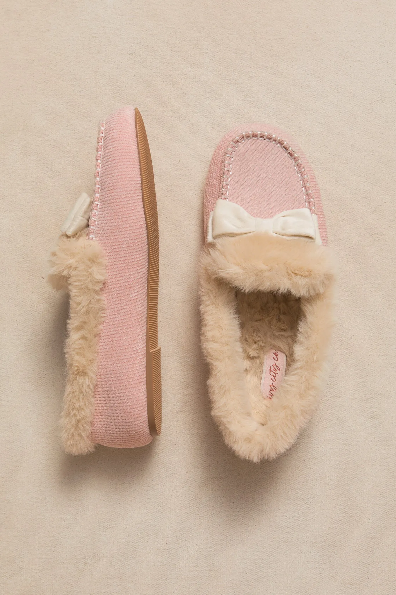 Ivy Bow Slippers in Pink - FINAL SALE