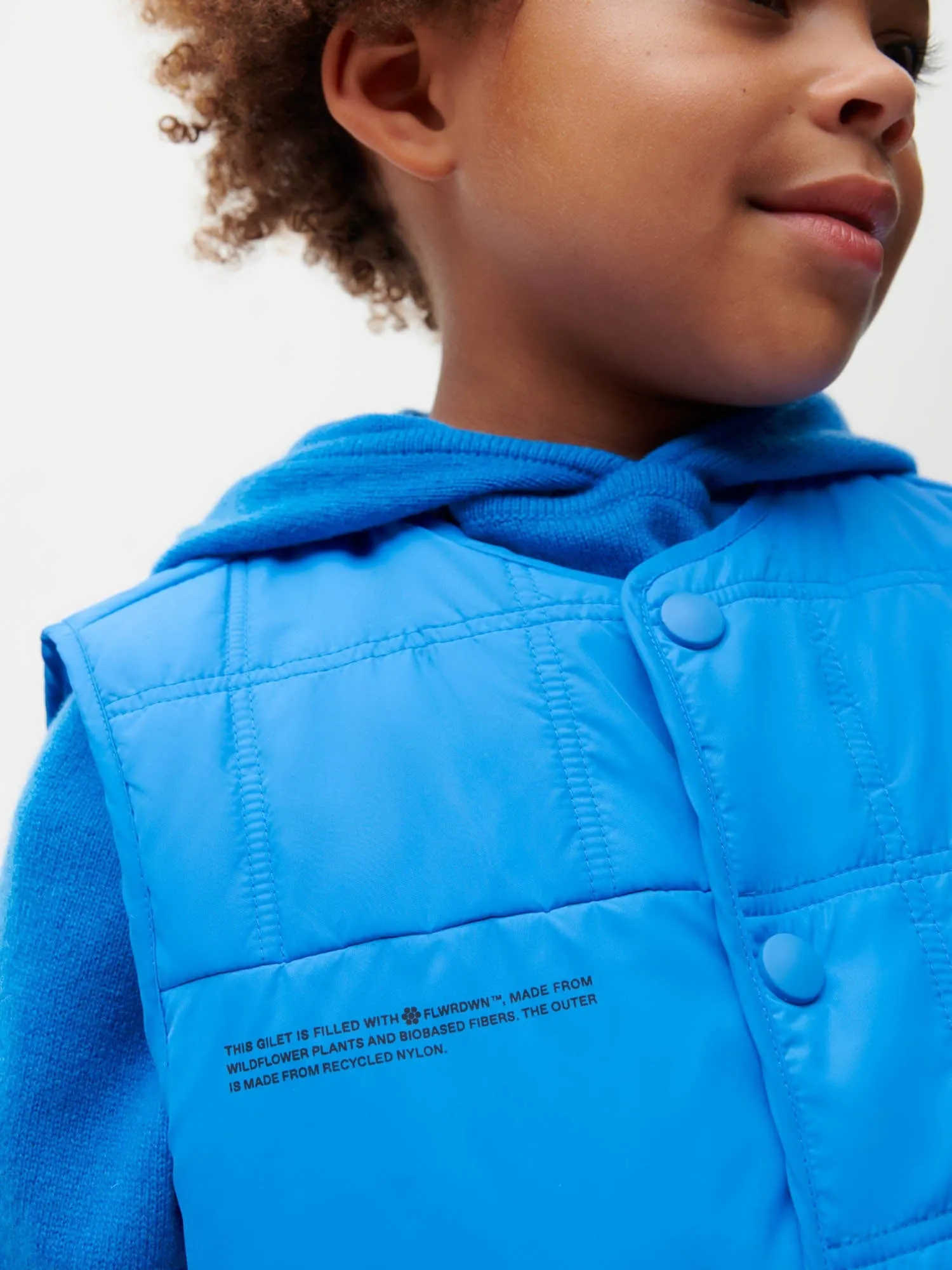 Kid’s Flower-Warmth Quilted Gilet—cerulean blue