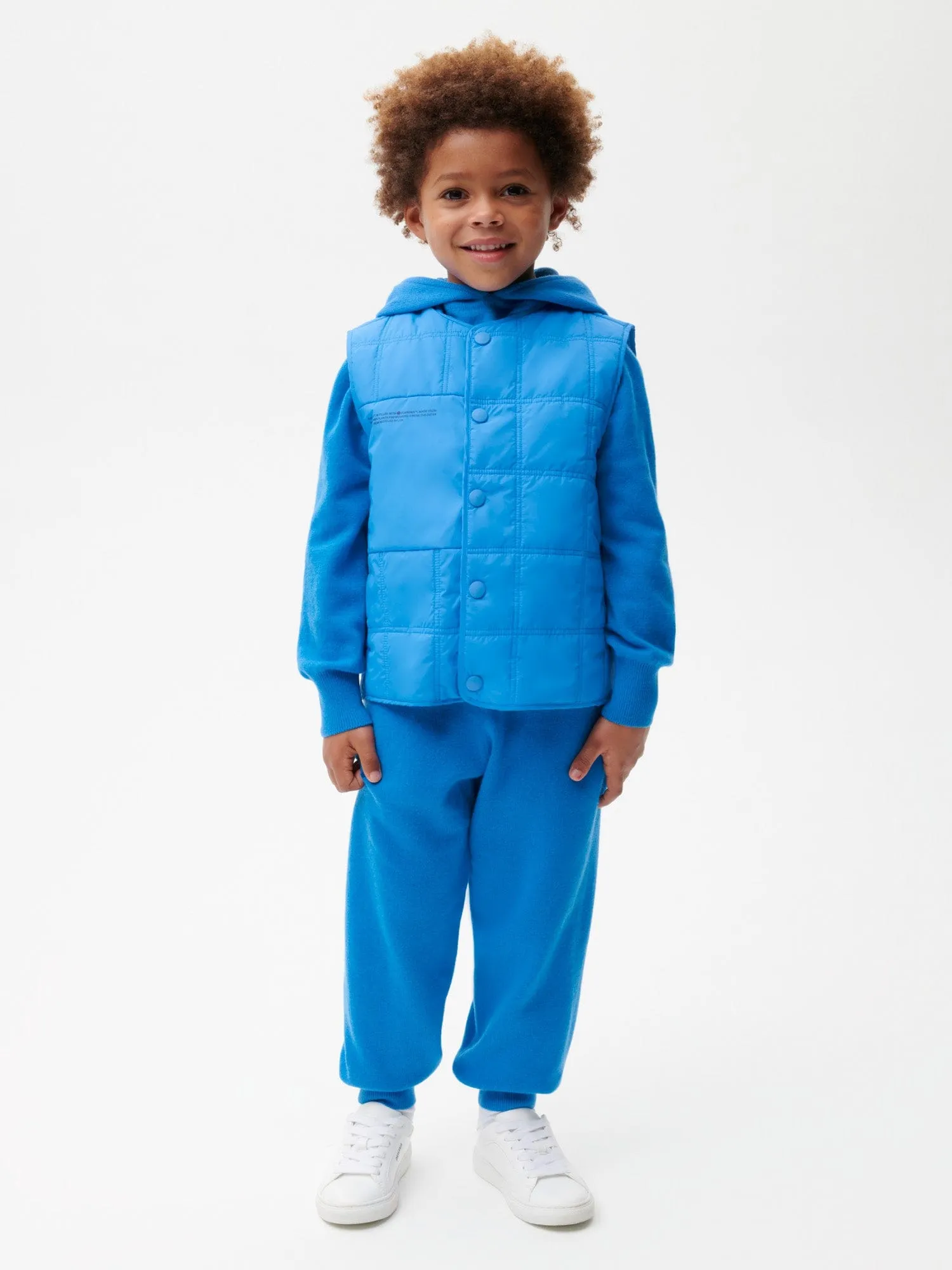 Kid’s Flower-Warmth Quilted Gilet—cerulean blue
