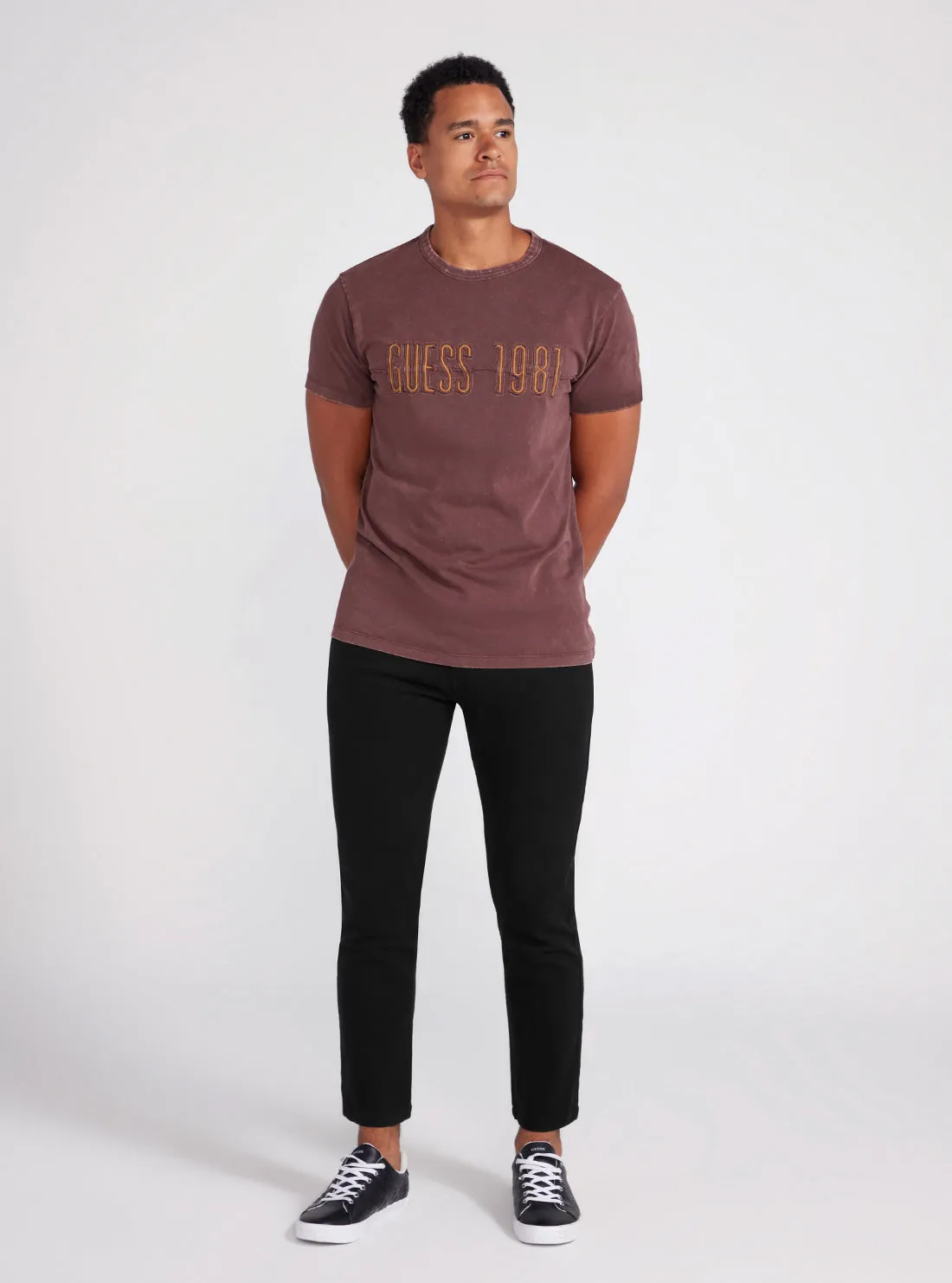 Maroon Embroidered Washed Logo T-Shirt