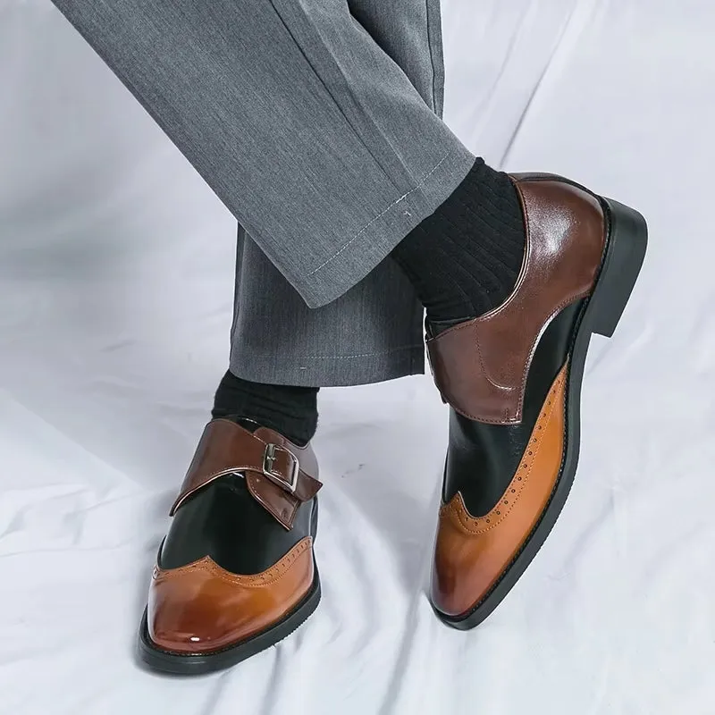 Men Loafers Color Matching Flat Shoes