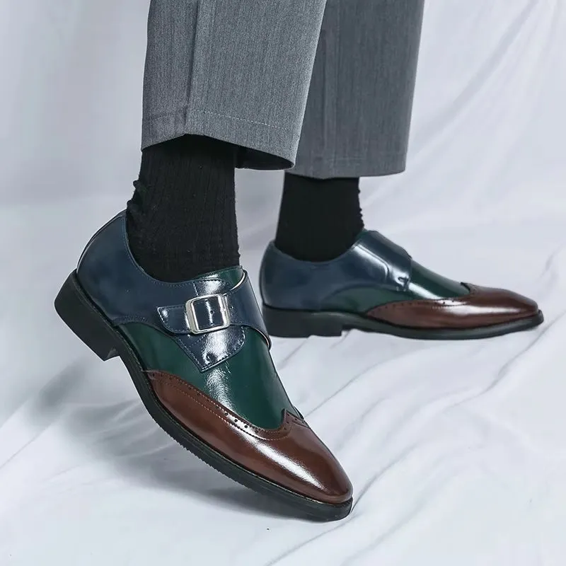 Men Loafers Color Matching Flat Shoes