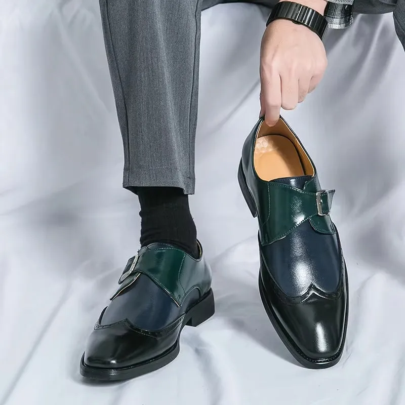 Men Loafers Color Matching Flat Shoes