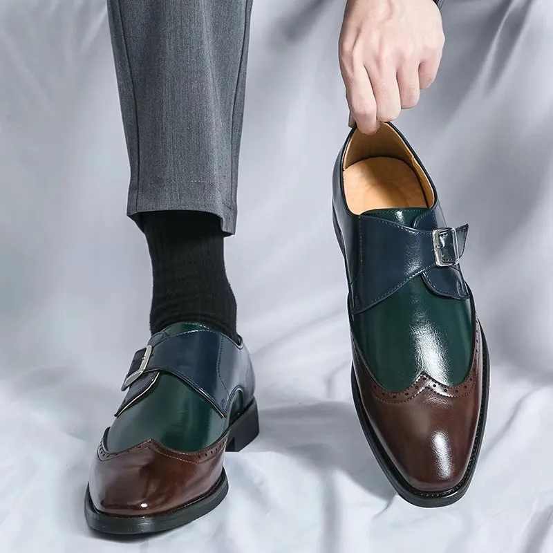 Men Loafers Color Matching Flat Shoes