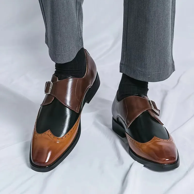 Men Loafers Color Matching Flat Shoes