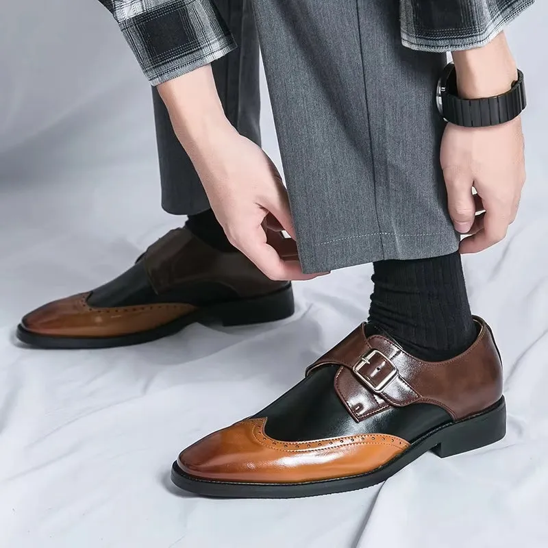 Men Loafers Color Matching Flat Shoes