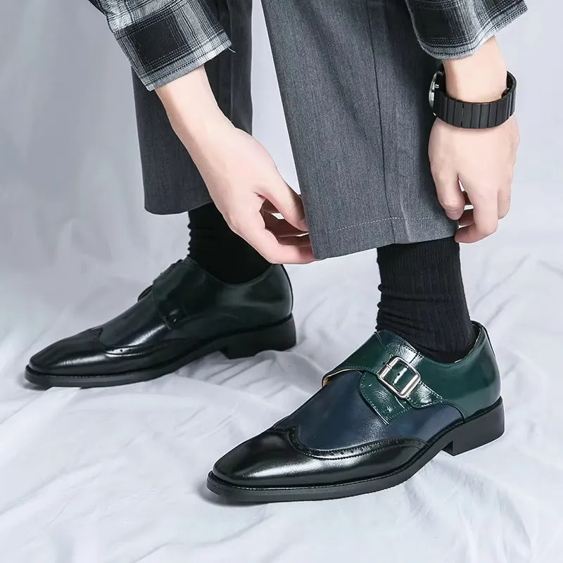 Men Loafers Color Matching Flat Shoes