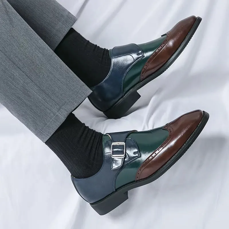 Men Loafers Color Matching Flat Shoes