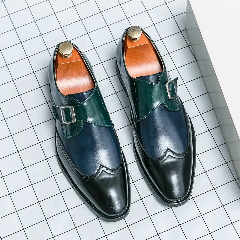 Men Loafers Color Matching Flat Shoes