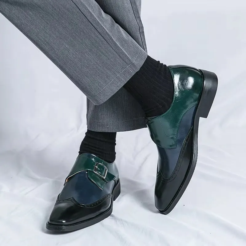 Men Loafers Color Matching Flat Shoes