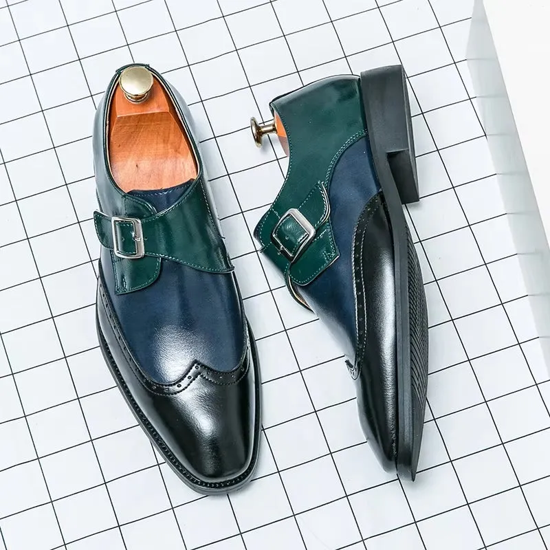 Men Loafers Color Matching Flat Shoes