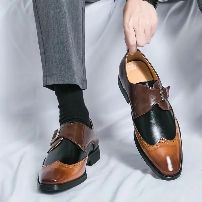 Men Loafers Color Matching Flat Shoes