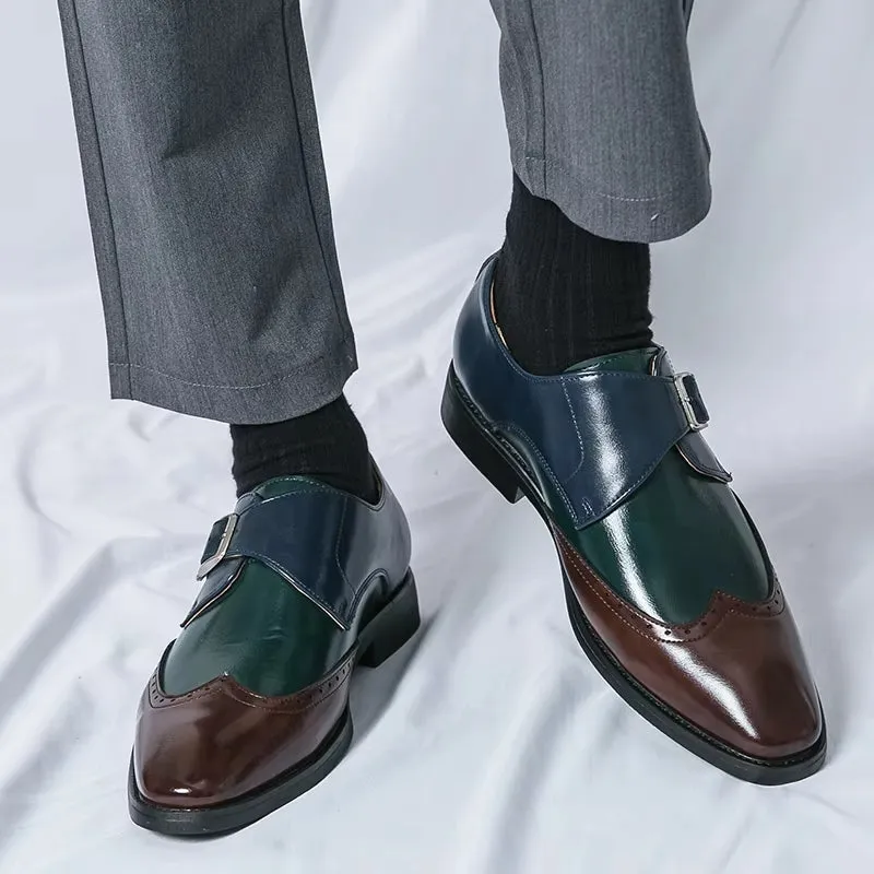 Men Loafers Color Matching Flat Shoes
