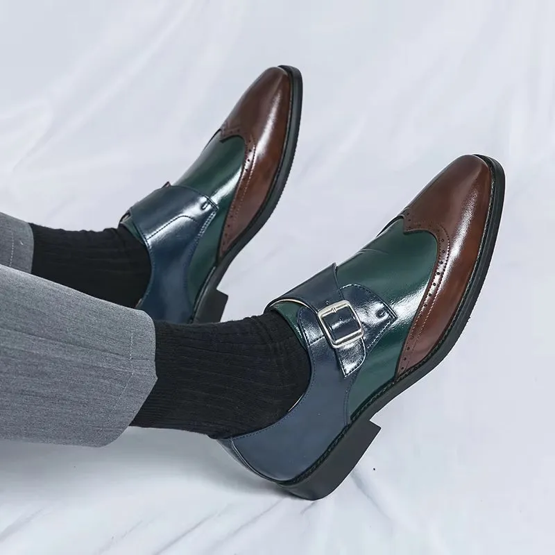 Men Loafers Color Matching Flat Shoes