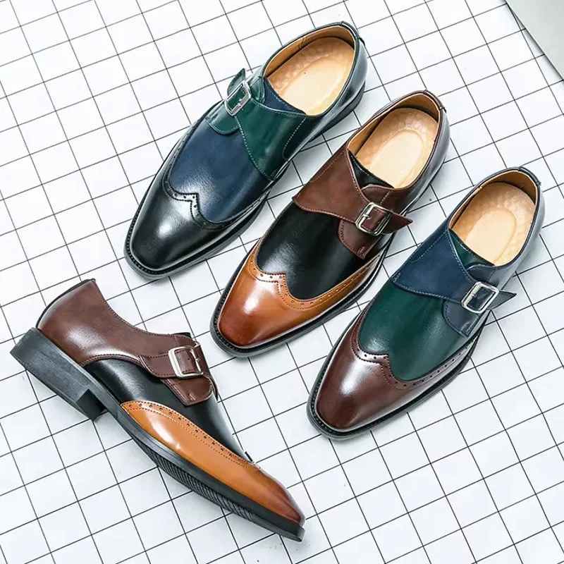 Men Loafers Color Matching Flat Shoes