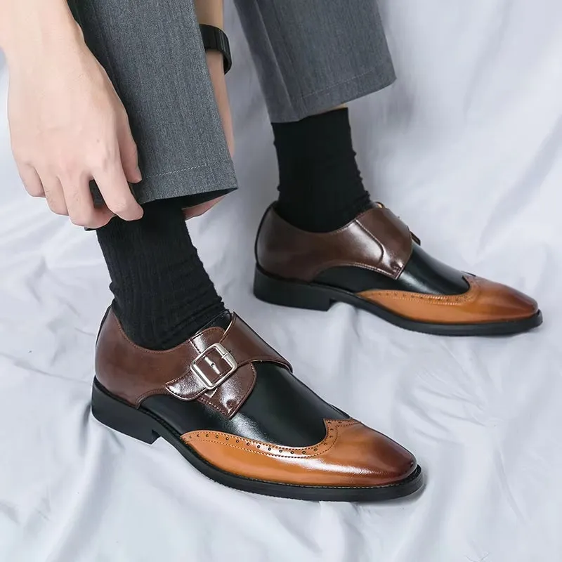 Men Loafers Color Matching Flat Shoes