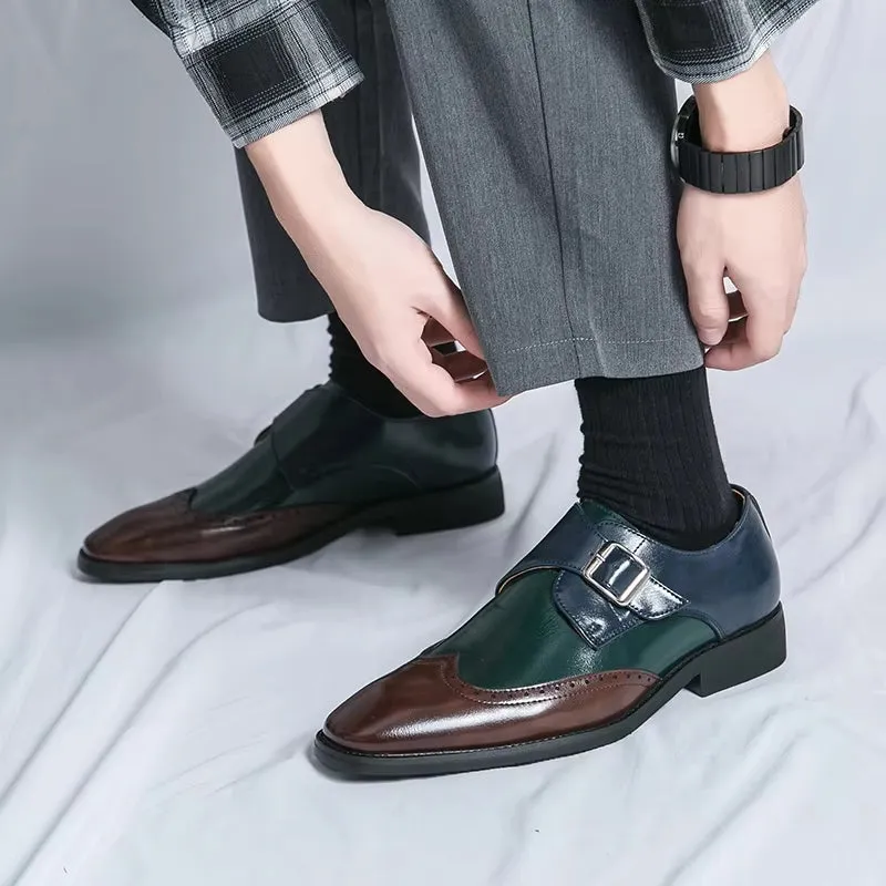 Men Loafers Color Matching Flat Shoes