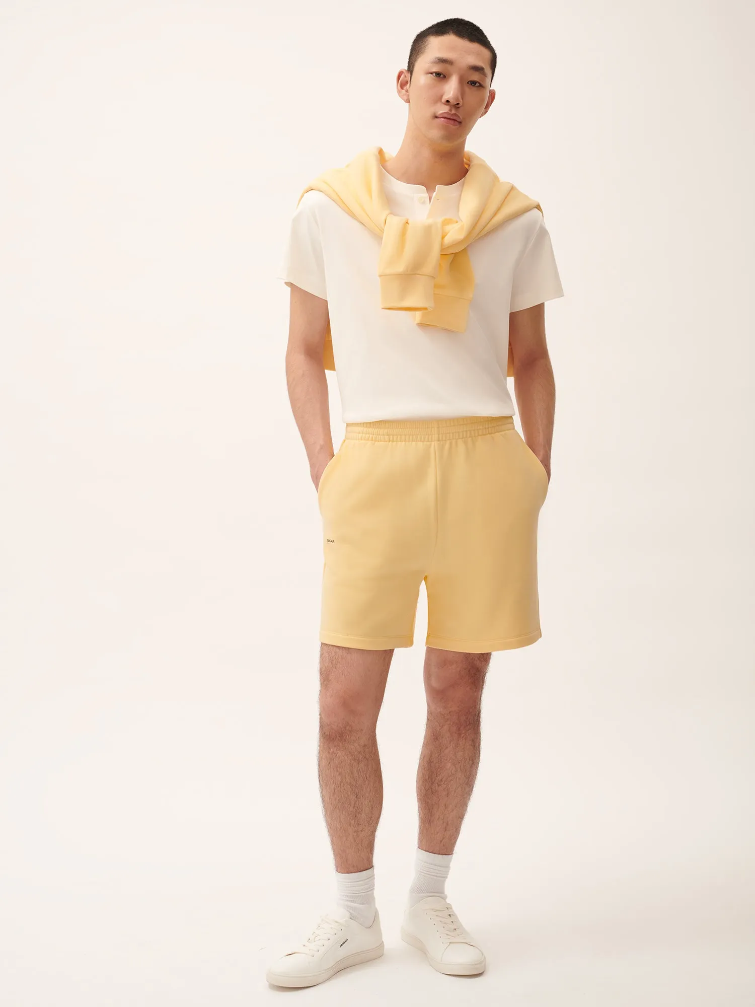 Mens 365 Midweight Mid Length Shorts—Seashell Yellow