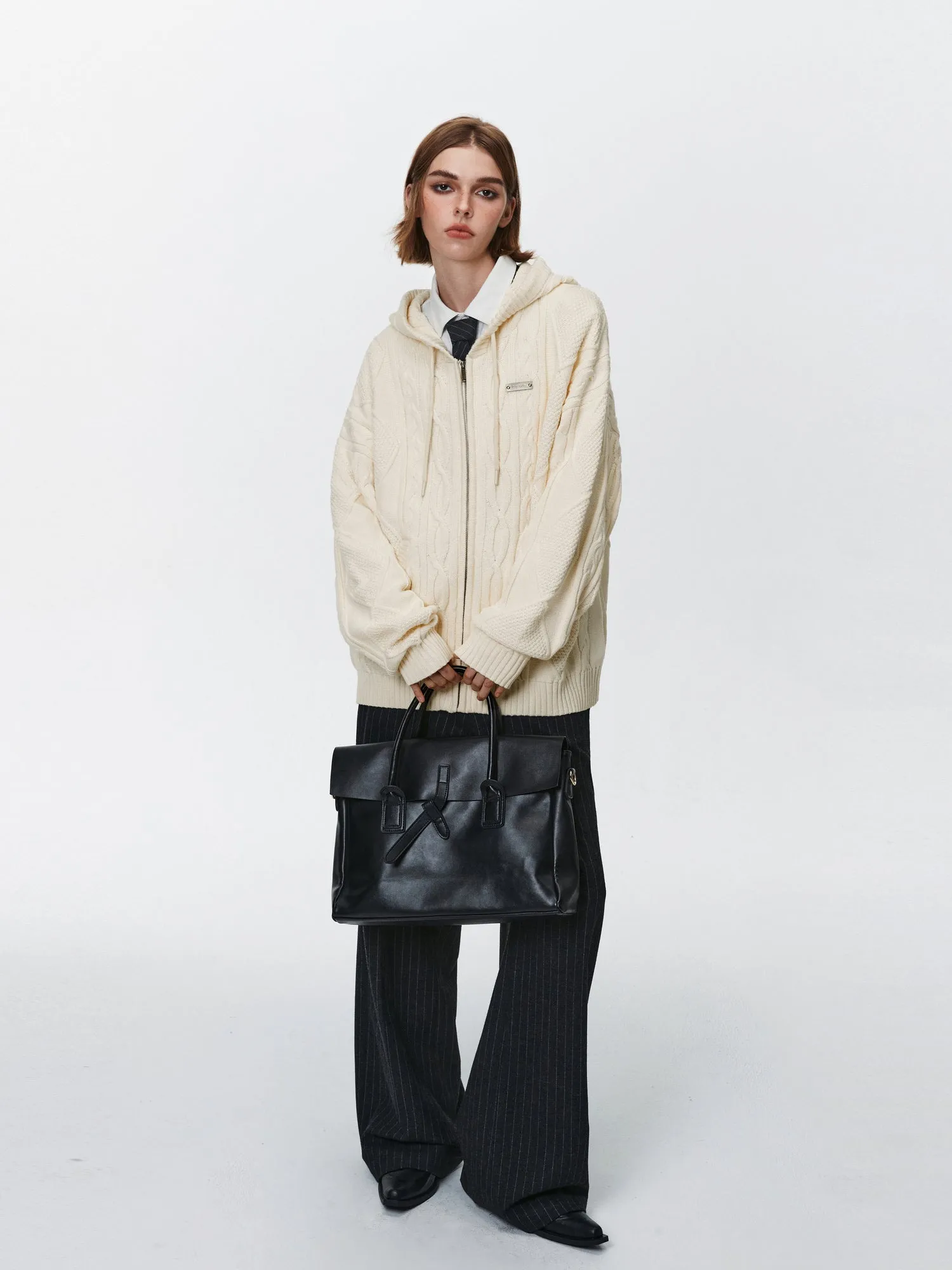 PCLP Stranded Knit Hooded Cardigan Sweater