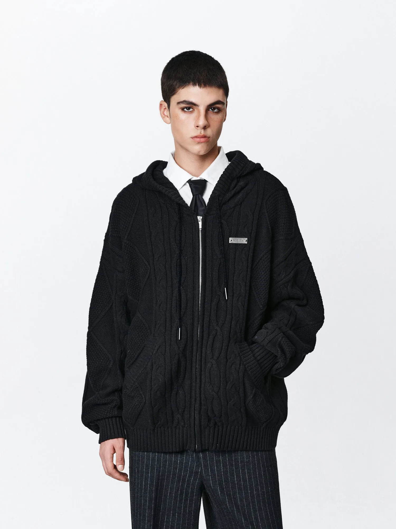 PCLP Stranded Knit Hooded Cardigan Sweater