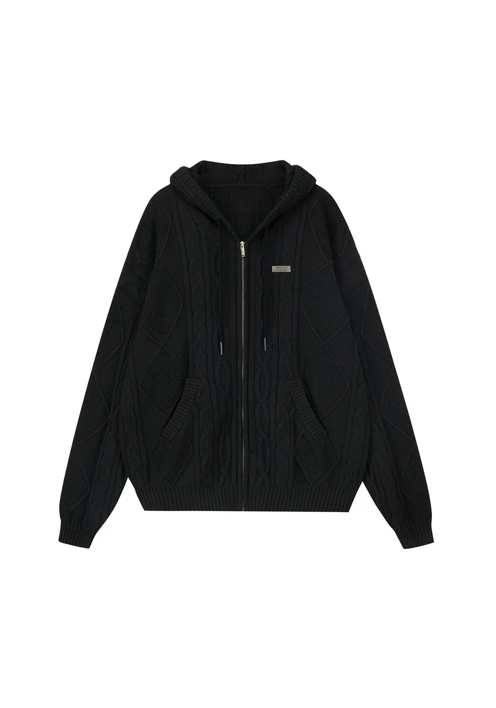 PCLP Stranded Knit Hooded Cardigan Sweater