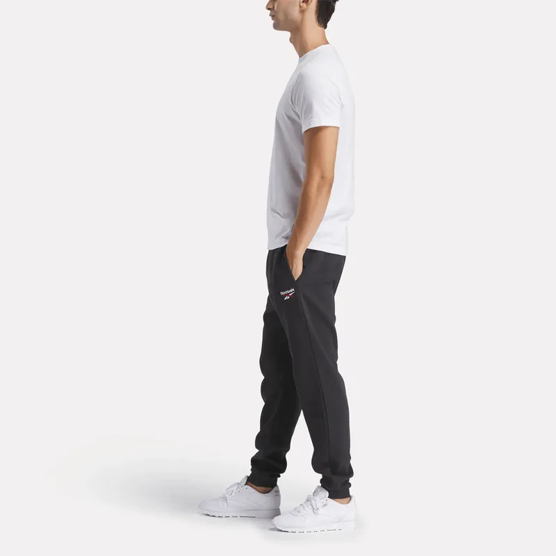 REEBOK MEN'S IDENTITY SMALL LOGO BLACK TRACKPANTS
