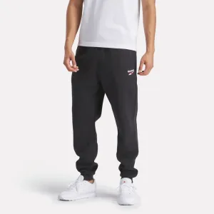 REEBOK MEN'S IDENTITY SMALL LOGO BLACK TRACKPANTS