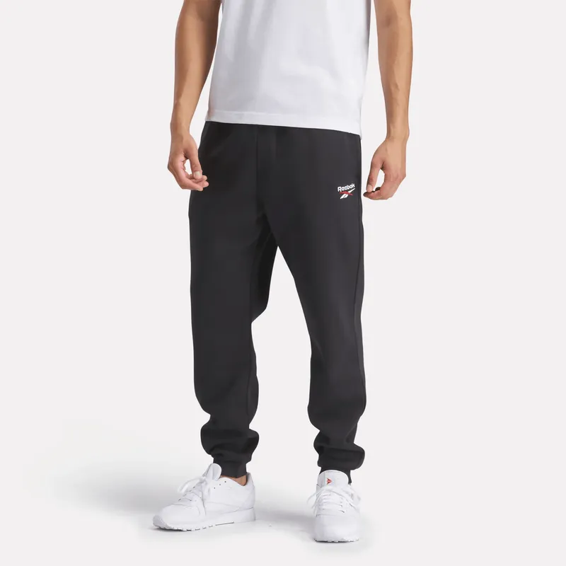 REEBOK MEN'S IDENTITY SMALL LOGO BLACK TRACKPANTS