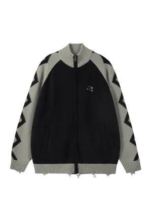 Rippled Raglan Sleeve Turtleneck Sweater