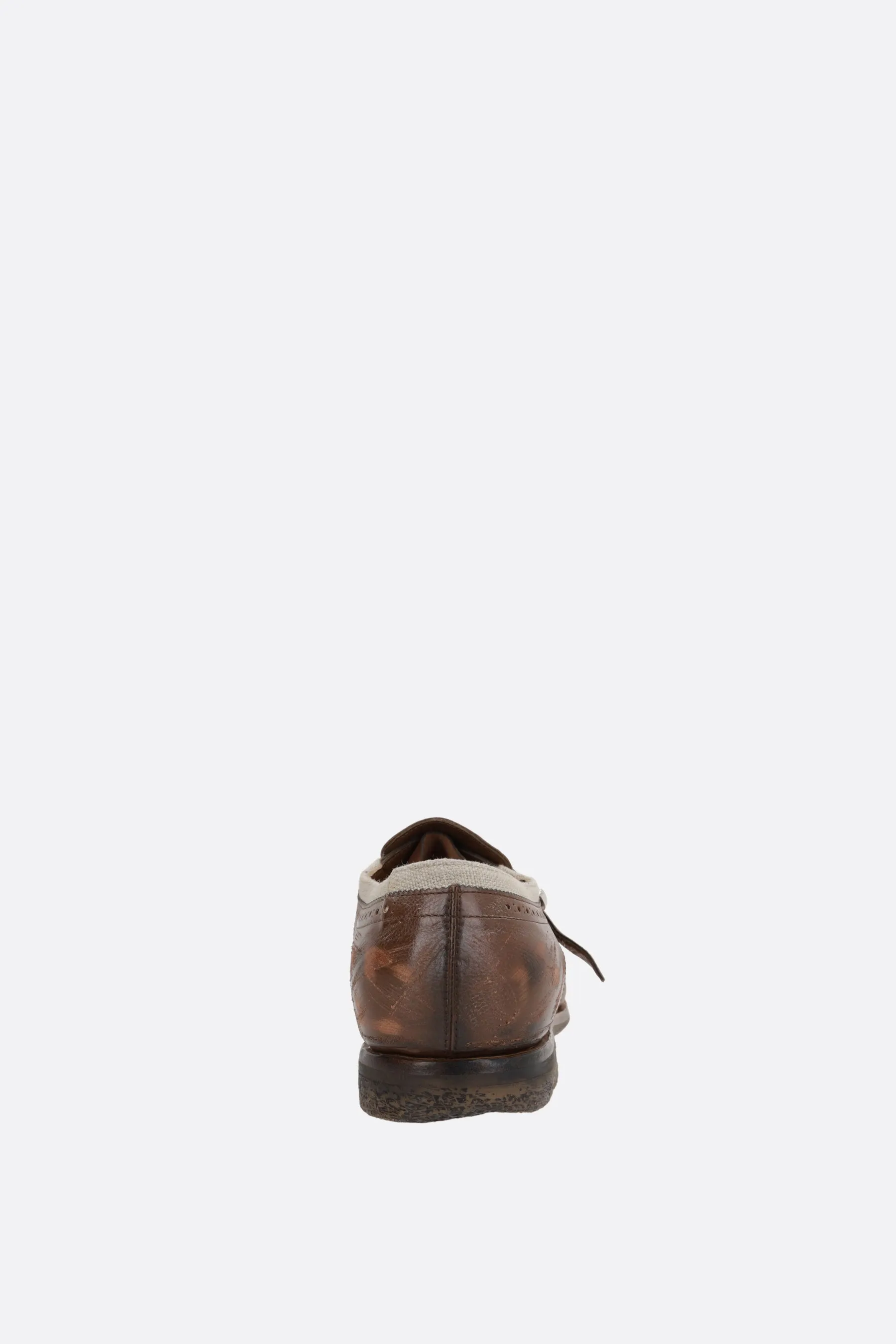Shanghai monk-strap shoes in vintage leather and canvas