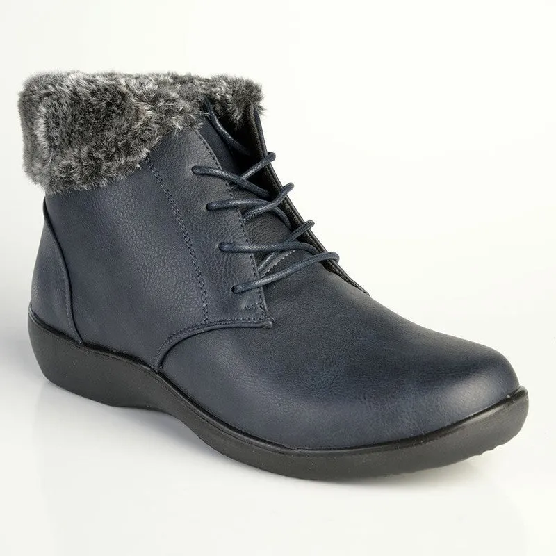 Soft Style by Hush Puppies Yuina Fur Collar Ankle Boot - Navy