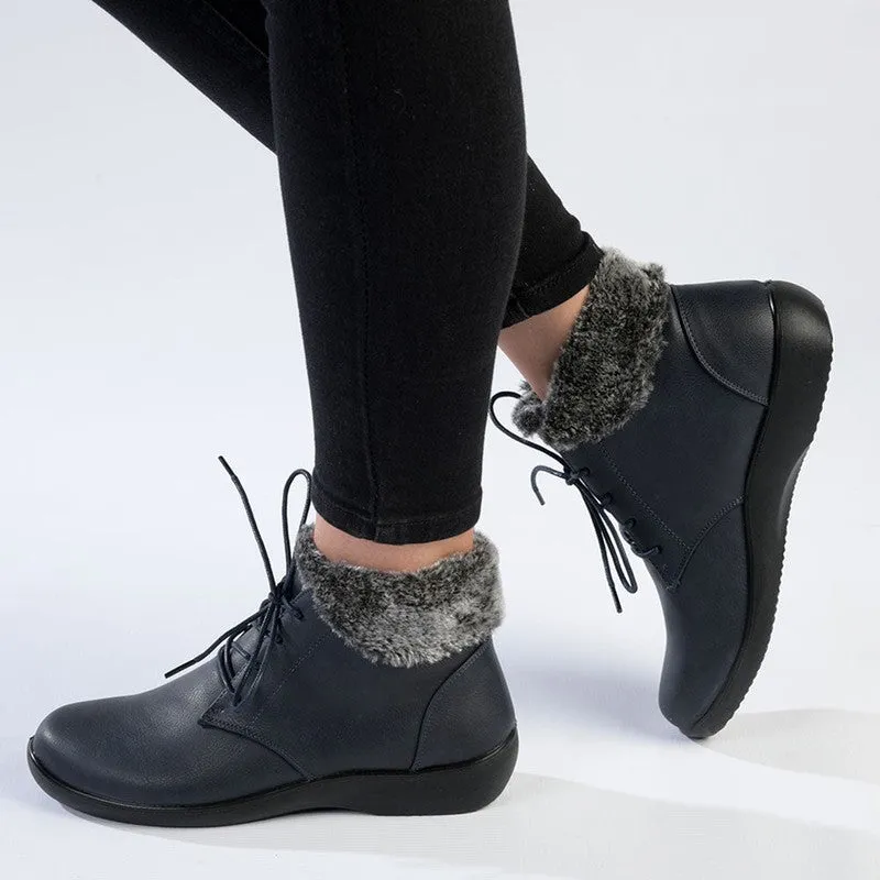 Soft Style by Hush Puppies Yuina Fur Collar Ankle Boot - Navy
